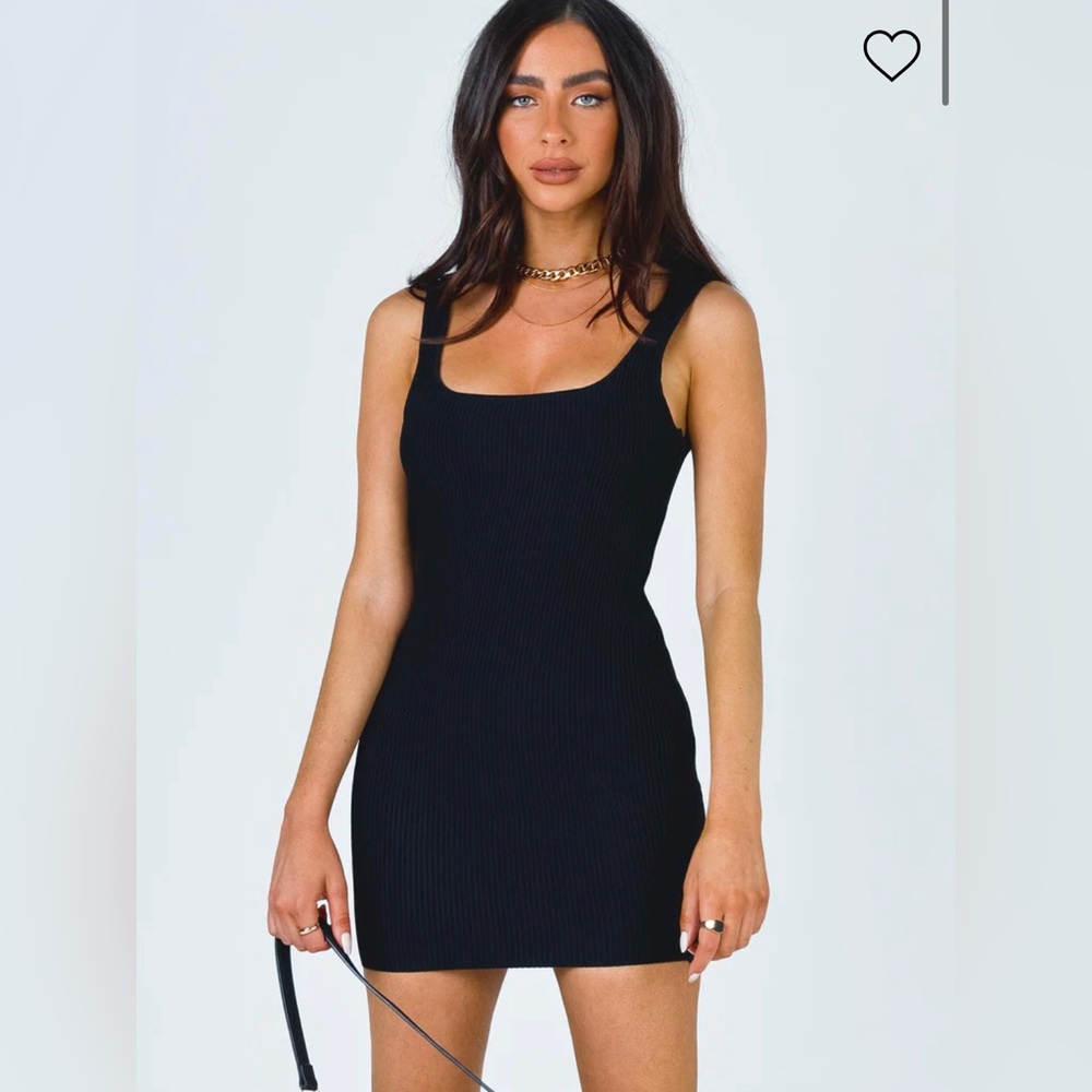 Princess Polly Black Ribbed Mini Dress